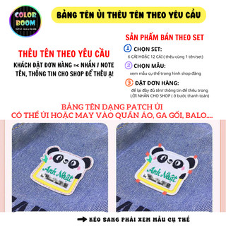 Bảng tên Thêu Theo Yêu Cầu  - dùng để ủi -may vào áo, quần, cặp, balo - ColorBoomShop