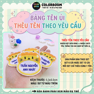 Bảng tên Thêu Theo Yêu Cầu  - dùng để ủi -may vào áo, quần, cặp, balo - ColorBoomShop