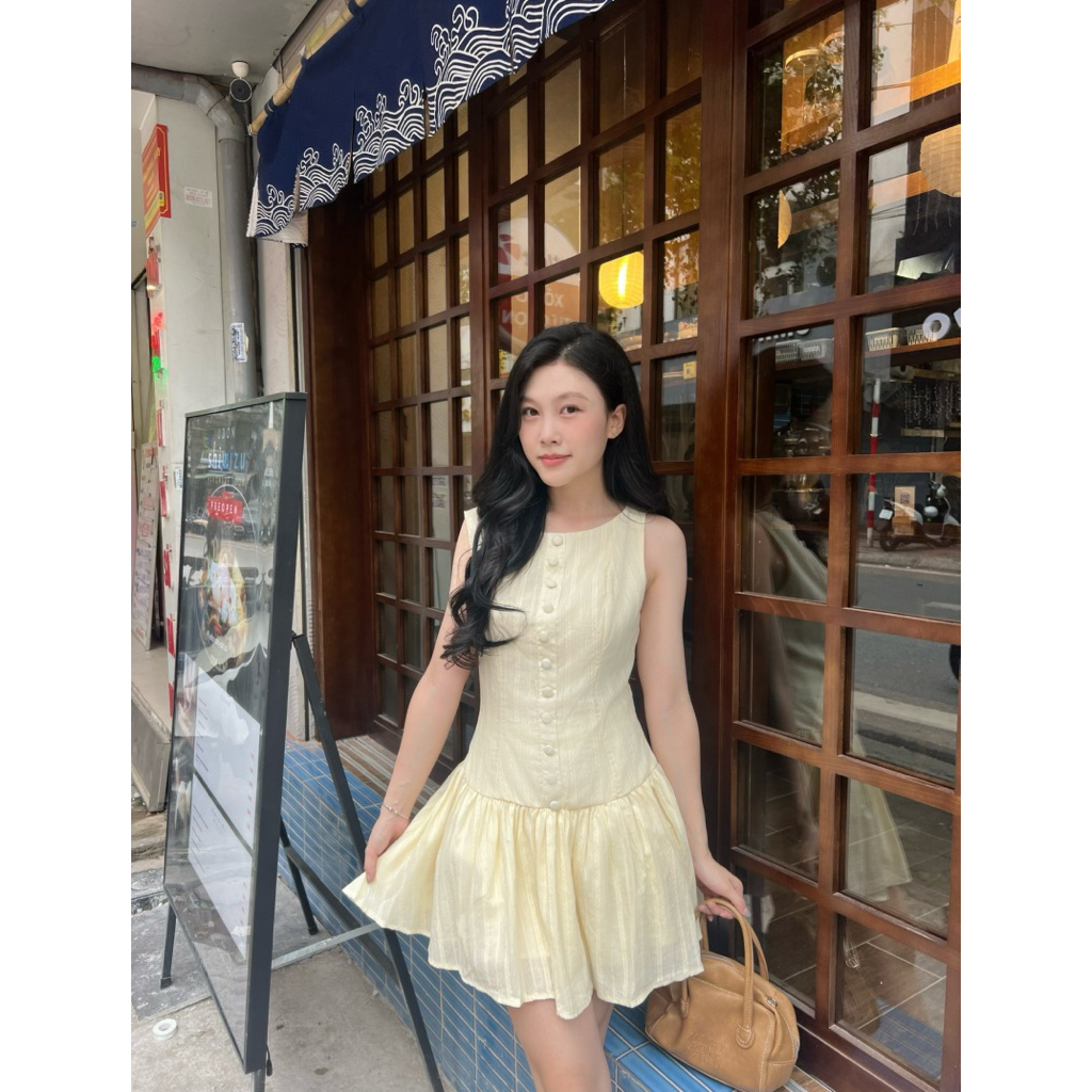 Lune Dress (TSW) Váy sát nách cúc bọc dáng xoè Nữ the.sweaterweather (Có sẵn)