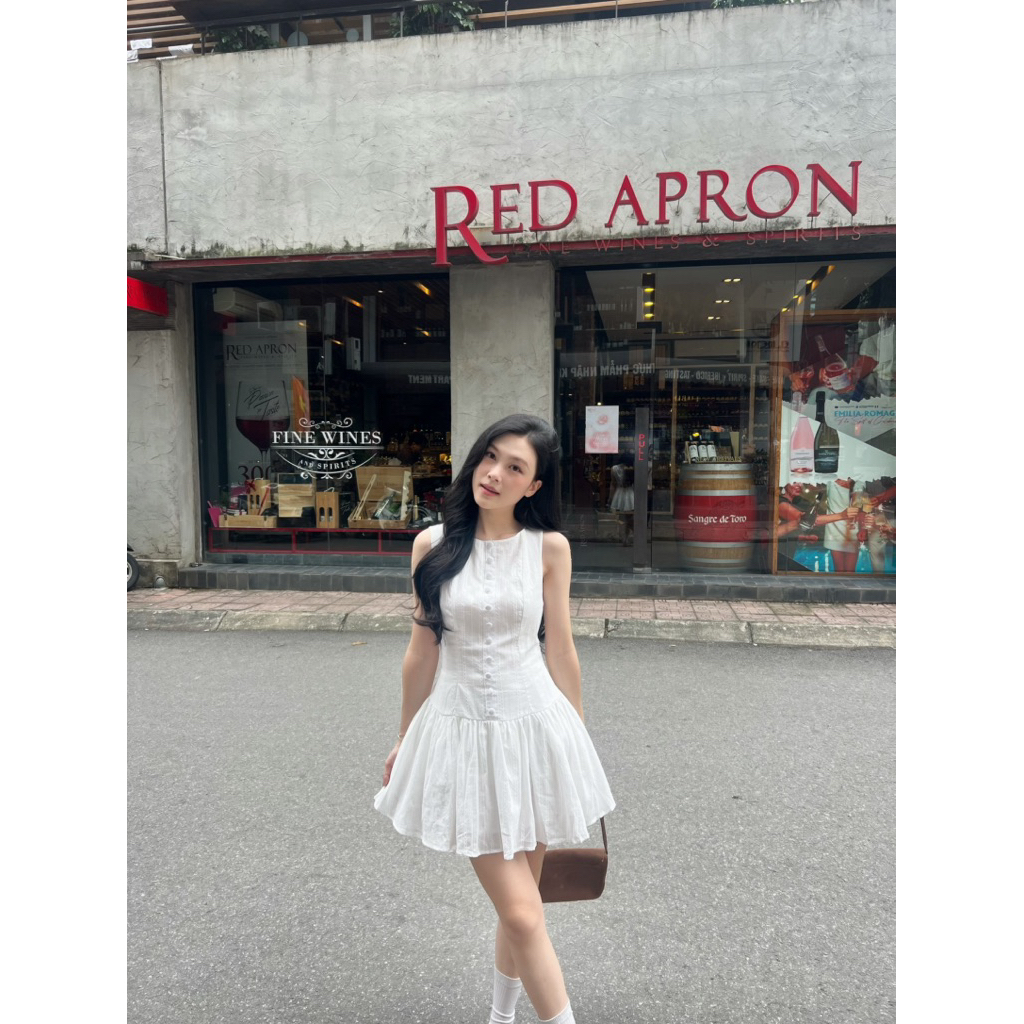 Lune Dress (TSW) Váy sát nách cúc bọc dáng xoè Nữ the.sweaterweather (Có sẵn)