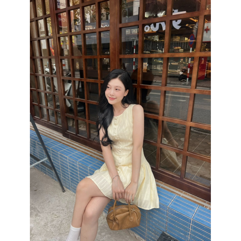 Lune Dress (TSW) Váy sát nách cúc bọc dáng xoè Nữ the.sweaterweather (Có sẵn)