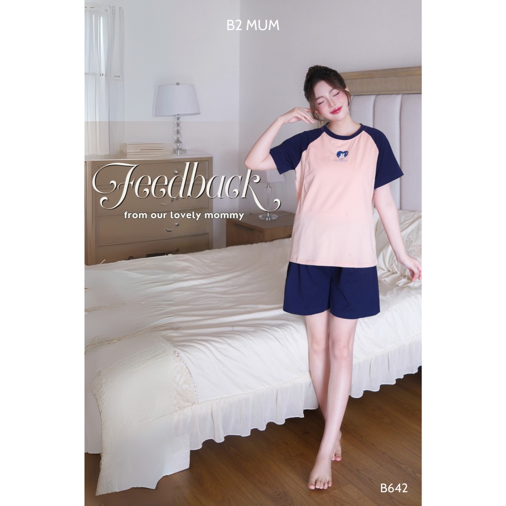 Bộ bầu và sau sinh chất cotton mềm mại,thấm hút mồ hôi,có chun điều chỉnh cho bé ti,in hình sắc nét B642 B2 MUM