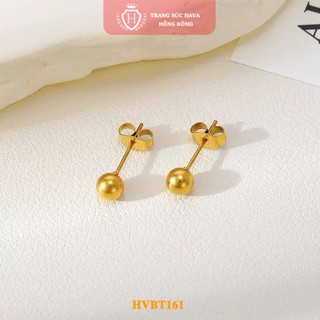 Bông Tai Bi Tròn Titan Mạ Vàng 24K Cao Cấp Sang Chảnh Cho Nữ - Trang Sức Hava - HVBT161