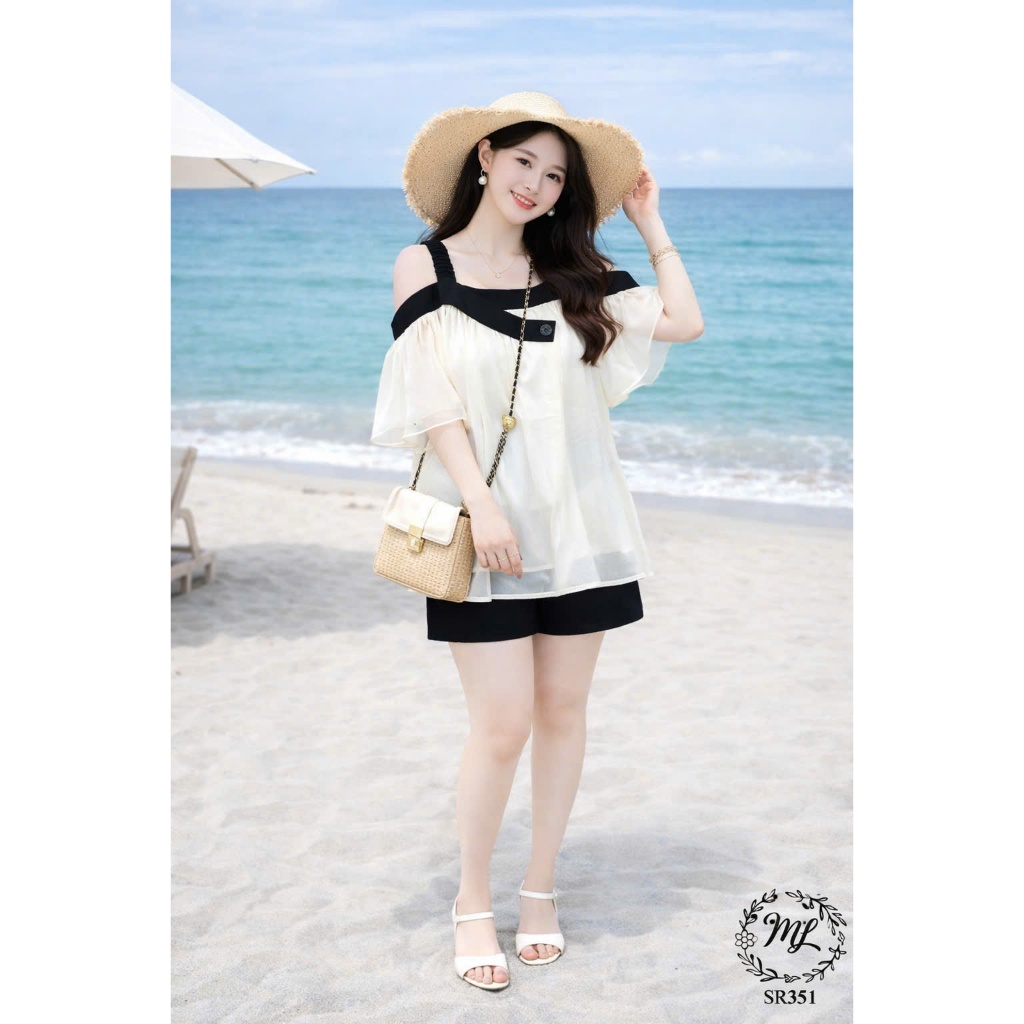 SÉT BỘ BIGSIZE SR351 VOAN 2 LỚP PHỐI QUẦN THUN COTTON LẠNH FORM RỘNG CHE BỤNG SANG CHẢNH SR351