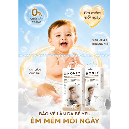 Bỉm Quần & Bỉm Dán HONEY Premium Siêu Mềm Mại – Thấm Hút 12H, Chống Tràn, Thoáng Khí Cho Bé