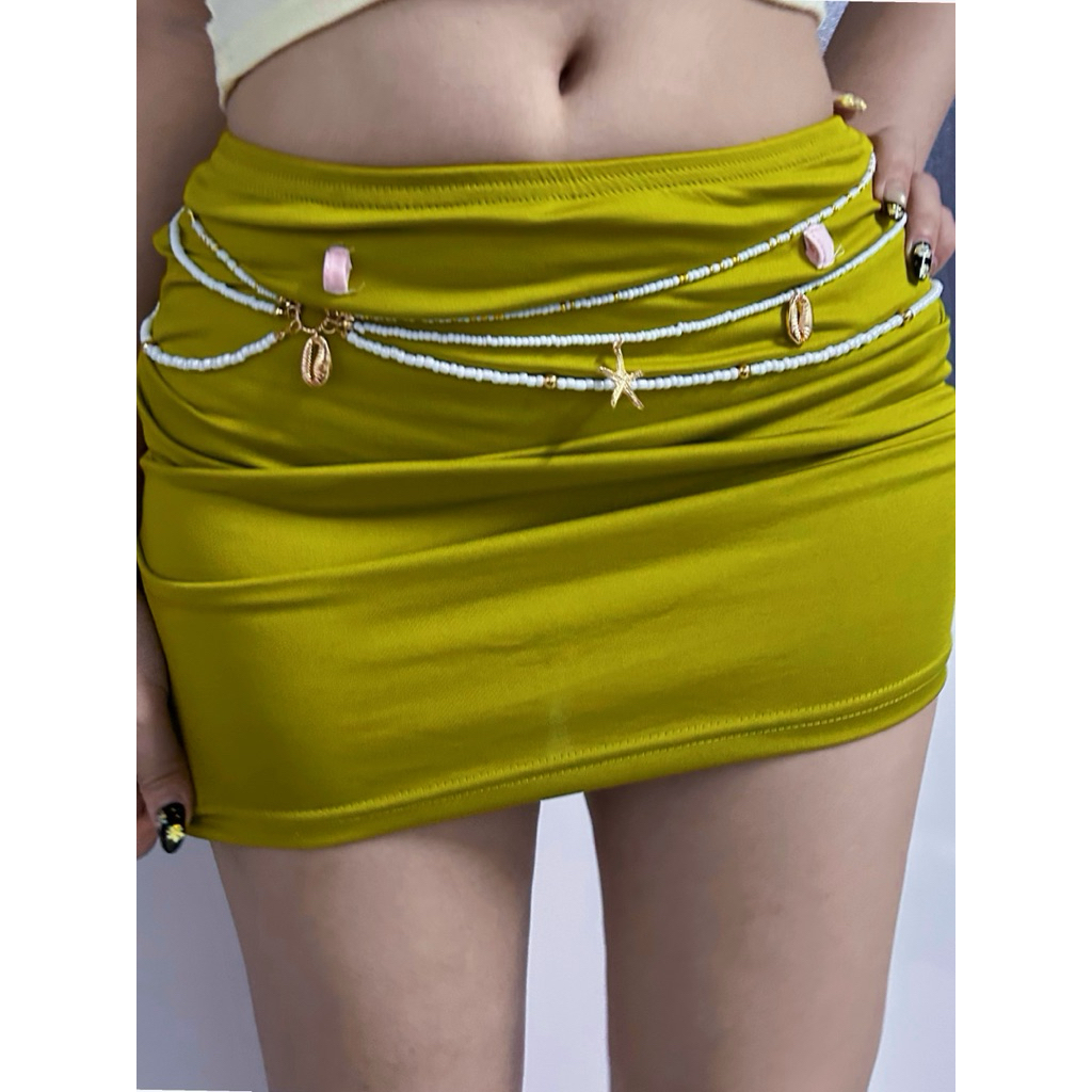 Dây chuyền bụng / dây eo Sao Biển Hạt Trắng Sữa Phối Sao Sò Ba Lớp DALA BELT QUEMEO dây chuyền sò Biển đeo hông