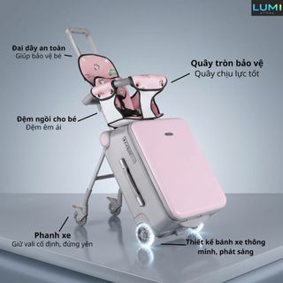 Vali Kéo Kiêm Xe Đẩy Cho Bé có thể tách rời chịu lực tới 70kg – Vali Du Lịch Kiêm Xe Đẩy 2 Trong 1 Siêu Tiện Ích