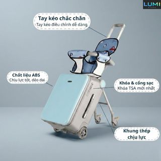 Vali Kéo Kiêm Xe Đẩy Cho Bé có thể tách rời chịu lực tới 70kg – Vali Du Lịch Kiêm Xe Đẩy 2 Trong 1 Siêu Tiện Ích