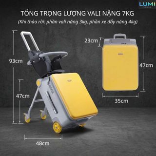 Vali Kéo Kiêm Xe Đẩy Cho Bé có thể tách rời chịu lực tới 70kg – Vali Du Lịch Kiêm Xe Đẩy 2 Trong 1 Siêu Tiện Ích