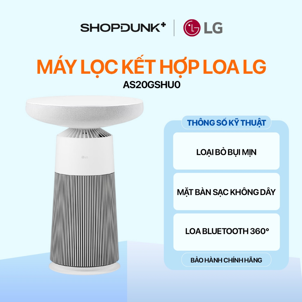 Máy Lọc Không Khí Kết Hợp Loa Bluetooth LG PuriCare™ Aerospeaker  AS20GSHU0 Chính Hãng