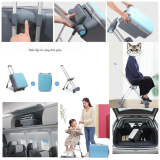 Vali Kéo Kiêm Xe Đẩy Cho Bé có thể tách rời chịu lực tới 70kg – Vali Du Lịch Kiêm Xe Đẩy 2 Trong 1 Siêu Tiện Ích