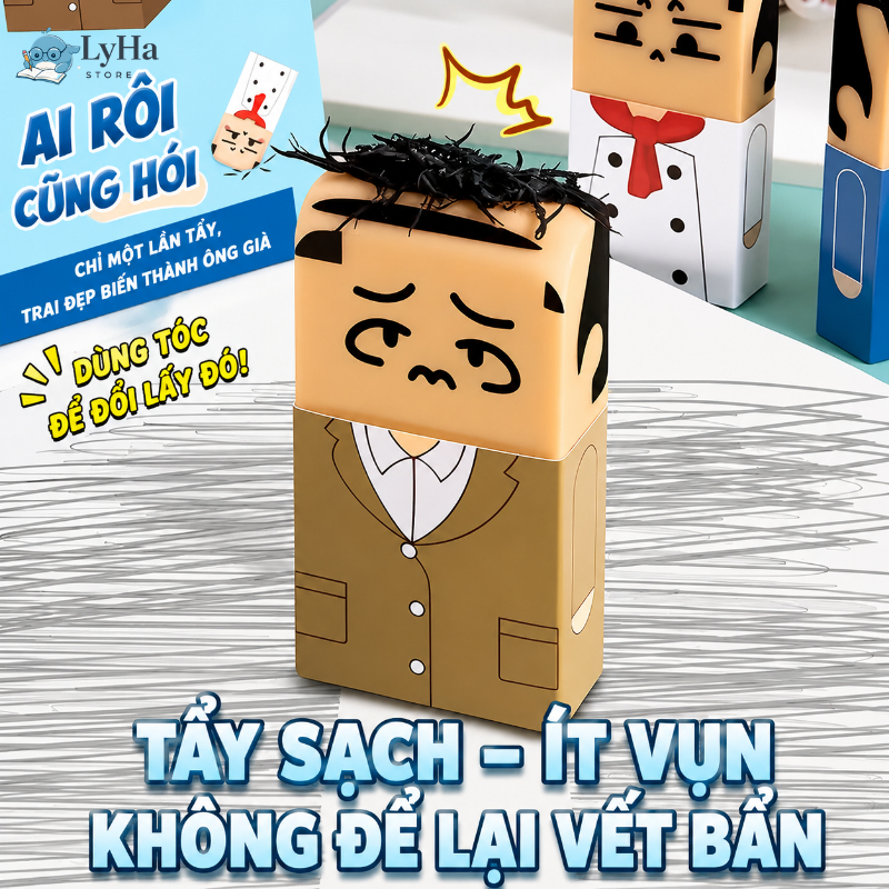 Gôm Tẩy Bút Chì , Tẩy Ông Chú Đầu Hói - Tẩy Dẻo Hình Ngộ Nghĩnh Phù Hợp Cho Học Sinh Viết Vẽ