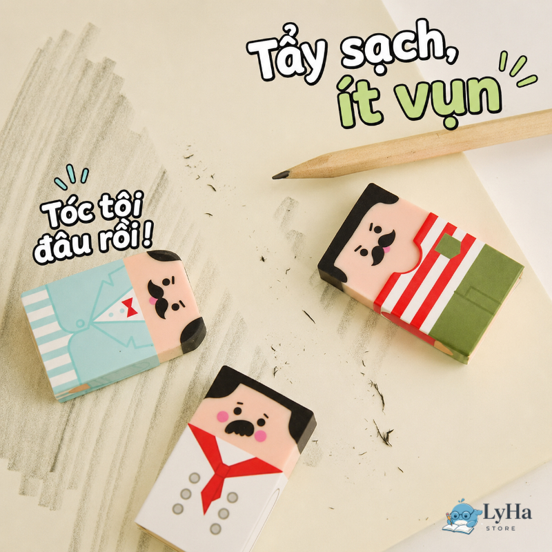 Gôm Tẩy Bút Chì , Tẩy Ông Chú Đầu Hói - Tẩy Dẻo Hình Ngộ Nghĩnh Phù Hợp Cho Học Sinh Viết Vẽ
