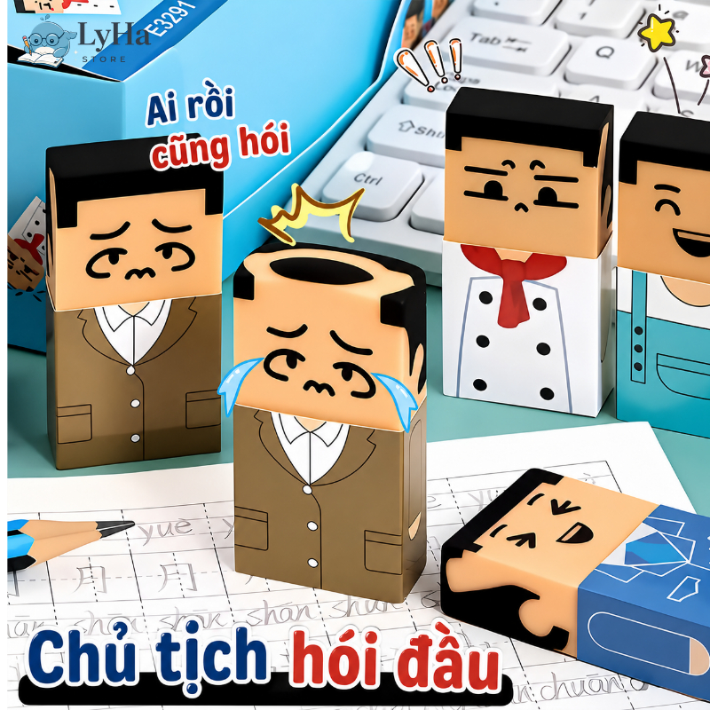 Gôm Tẩy Bút Chì , Tẩy Ông Chú Đầu Hói - Tẩy Dẻo Hình Ngộ Nghĩnh Phù Hợp Cho Học Sinh Viết Vẽ