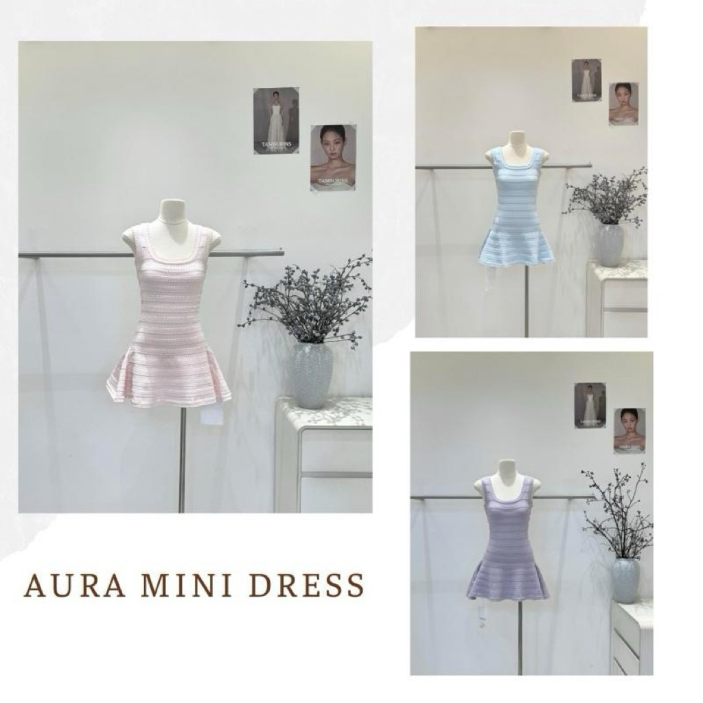 [ AURA MINI BY MOKDAO ] Váy len dệt kim hai dây bản to xòe đuôi cá