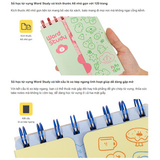 KLONG - Sổ Tay Học Từ Vựng Word Study Plantasy Size A6 120 trang 100/76; MS: 908 ♥  Vocabulary Learning Pastel Notebook