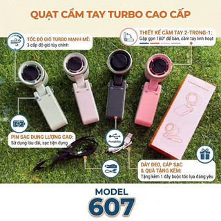 Quạt Cầm Tay Mini N607 Pin 3600mAh - Quạt Tích Điện Gấp Gọn Màn Hình LED Hiển Thị Pin, 5 Cấp Độ Gió Siêu Mạnh