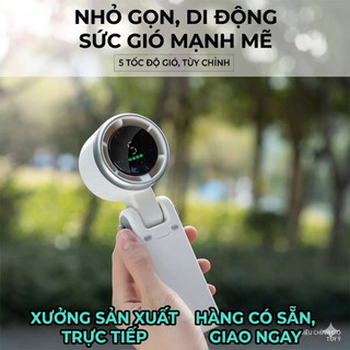 Quạt Cầm Tay Mini N607 Pin 3600mAh - Quạt Tích Điện Gấp Gọn Màn Hình LED Hiển Thị Pin, 5 Cấp Độ Gió Siêu Mạnh