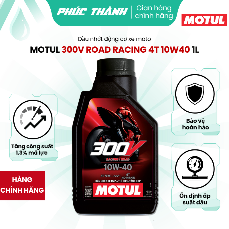 Dầu Nhớt Xe Moto PKL Cao Cấp MOTUL 300V ROAD RACING 4T 10W40 1L Chính Hãng - Mẫu Mới