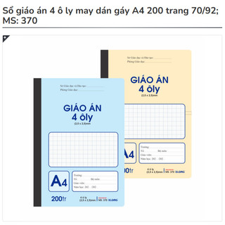 KLONG - Sổ giáo án 4 ô ly may dán gáy A4 300 Trang  / 200 Trang 70/92; MS: 371 ♥ MS: 370