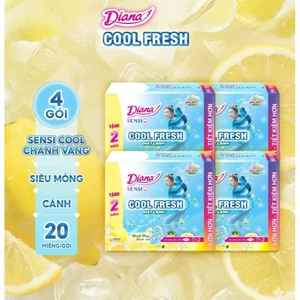 BỘ 4 GÓI Diana sensi cool fresh chanh vàng mỏng cánh/ko cánh