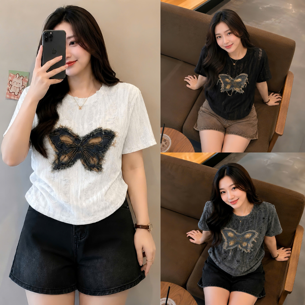 Áo Lưới Kiểu Bigsize Nữ Thêu Họa Tiết –Dành Cho Nàng Chubby, Vải Xược Mềm Mịn, Mát Lạnh A249