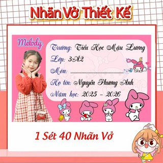Nhãn vở thiết kế in hình bé theo yêu cầu 2026-2027, 1 tập 40 cái, ghép hình bé, nhiều mẫu lựa chọn