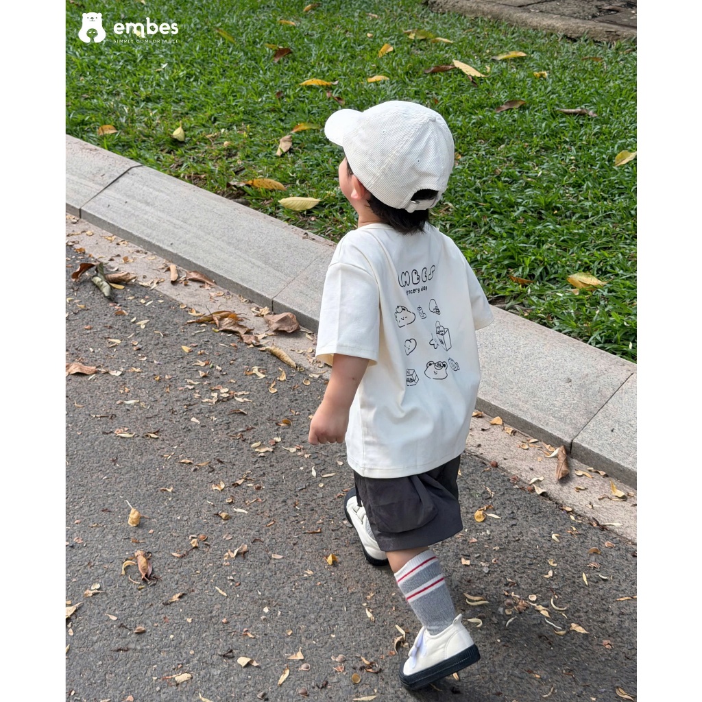Quần Đùi Cho Bé Embes, Quần Cộc Chất Vải Gió Phối Túi Hộp Cho Bé Trai Bé Gái Size Từ 8-18Kg