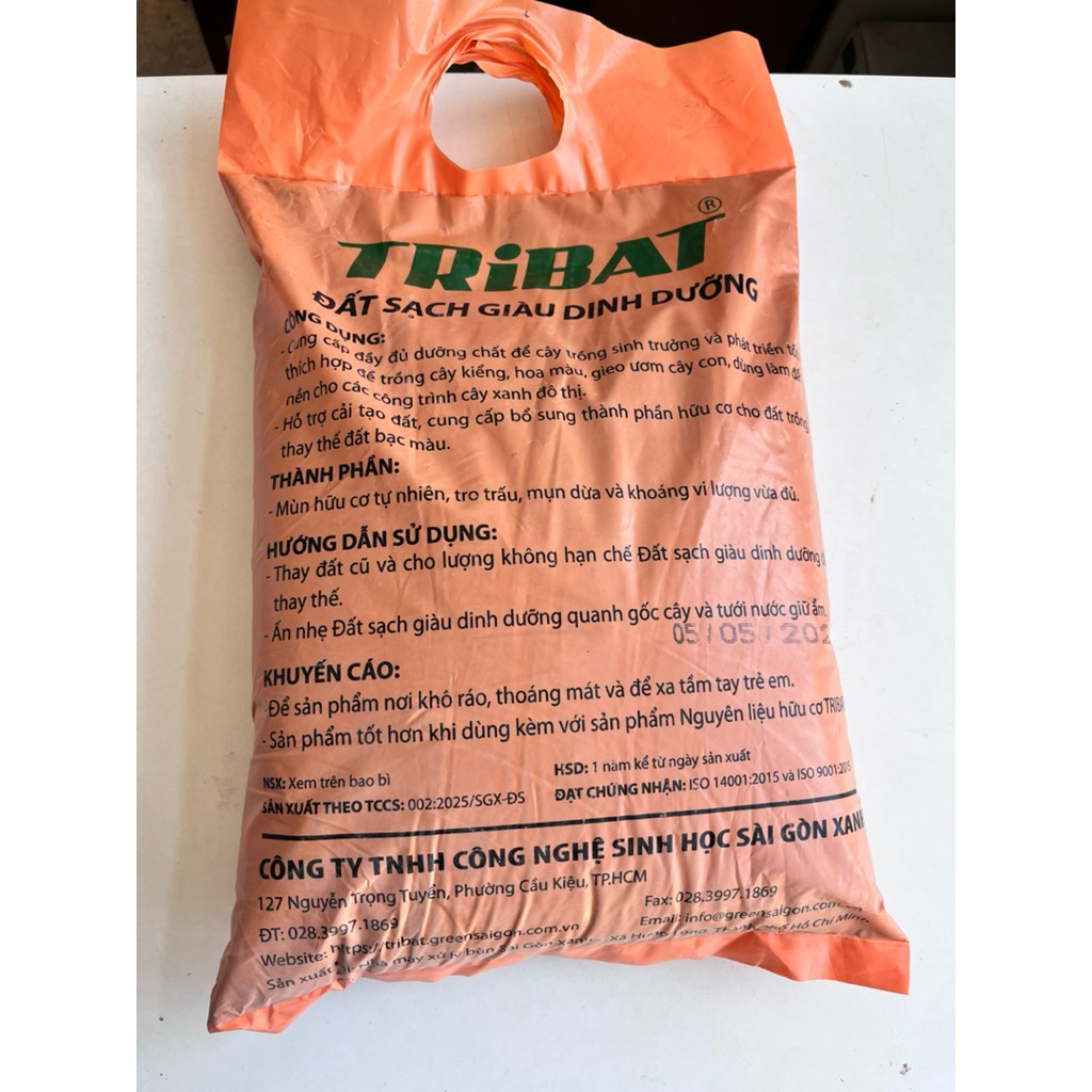 1 Bao đất sạch TRIBAT 40dm3-Hữu cơ tự nhiên