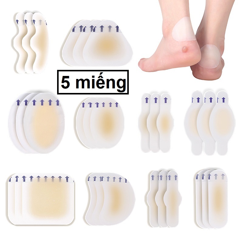 Combo 5 Miếng dán gót chân mềm mại chống thấm nước làm nhanh lành vết phồng rộp