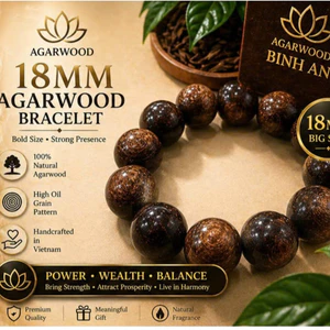 Vòng Trầm Hương 18 ly Nhiều Dầu Thơm Chìm - Gỗ Trầm Tự Nhiên Chế Tác Thủ Công Tinh Xảo - Quà Tặng Sang Trọng