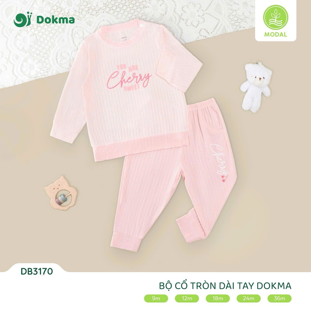 (8-13kg) Bộ Cổ Tròn Cotton Dài Tay Cài Vai Dokma Cho Bé Mã DB3170 DB3116 DB3176 DB3021
