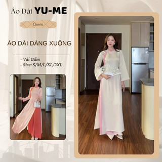 Áo Dài Truyền Thống HẠ NHI-Áo Dài Vải Lụa Tây Thi Cao Cấp Dáng Chiết Eo,Tay Loe, Phối Nơ Dài Cực Xinh-ÁO DAI YUME