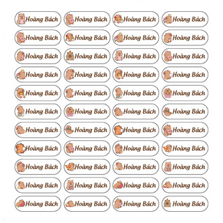 Sticker tên bé in theo yêu cầu, dán đồ dùng học tập, 1 sét 100 cái