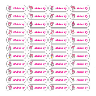 Sticker tên bé in theo yêu cầu, dán đồ dùng học tập, 1 sét 100 cái
