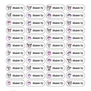 Sticker tên bé in theo yêu cầu, dán đồ dùng học tập, 1 sét 100 cái