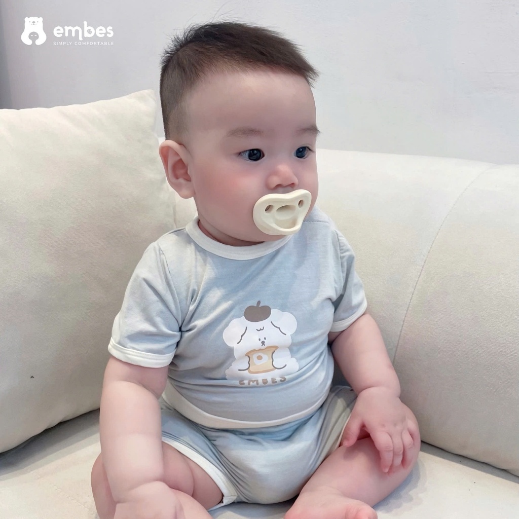 Bộ Cộc Sơ Sinh Embes, Bộ Cộc Tay In Hình Cài Cúc Cổ Cạp Lưng Cao Mềm Mại Cho Bé Sơ Sinh Từ 0-9 Tháng