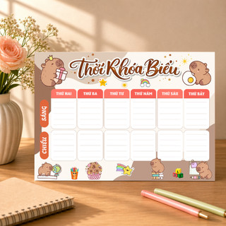 THỜI KHÓA BIỂU ÉP PLASTIC - SIZE A4, sử dụng nhiều lần + TẶNG 1 BÚT VIẾT XÓA 2 ĐẦU