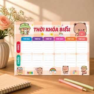 THỜI KHÓA BIỂU ÉP PLASTIC - SIZE A4, sử dụng nhiều lần + TẶNG 1 BÚT VIẾT XÓA 2 ĐẦU