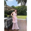 Set áo yếm tơ chân váy maxi bèo tầng phối ren Chou Chou