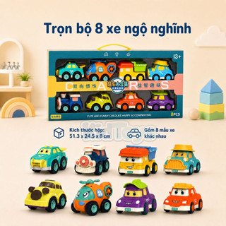 Set 8 Xe Ô Tô Cảnh Sát KidToys Chạy Đà - Đồ Chơi Xe Police Hoạt Hình Vui Nhộn Cho Bé