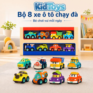 Set 8 Xe Ô Tô Cảnh Sát KidToys Chạy Đà - Đồ Chơi Xe Police Hoạt Hình Vui Nhộn Cho Bé