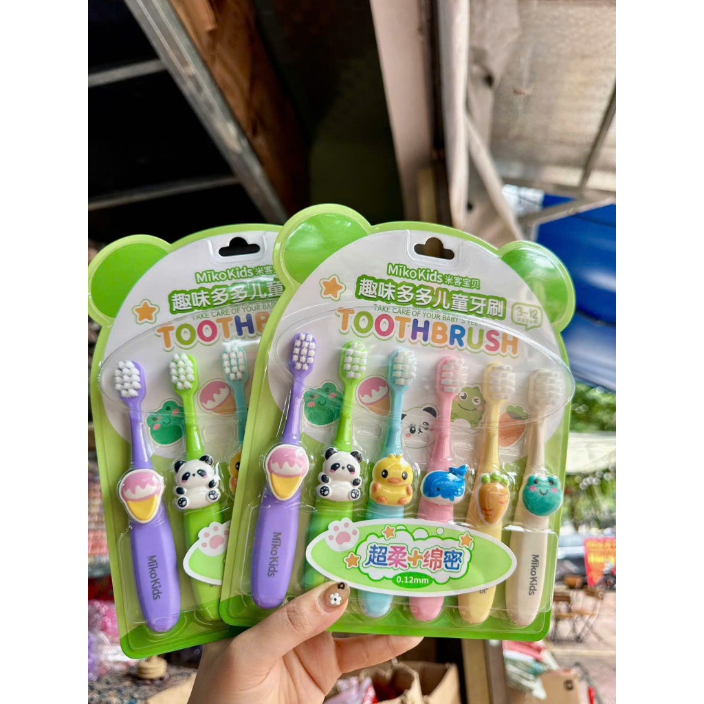 Set 6 bàn chải đánh răng cho bé, cực mềm siêu êm, 1 vỉ 6 cái cho bé từ 3 - 12 tuổi