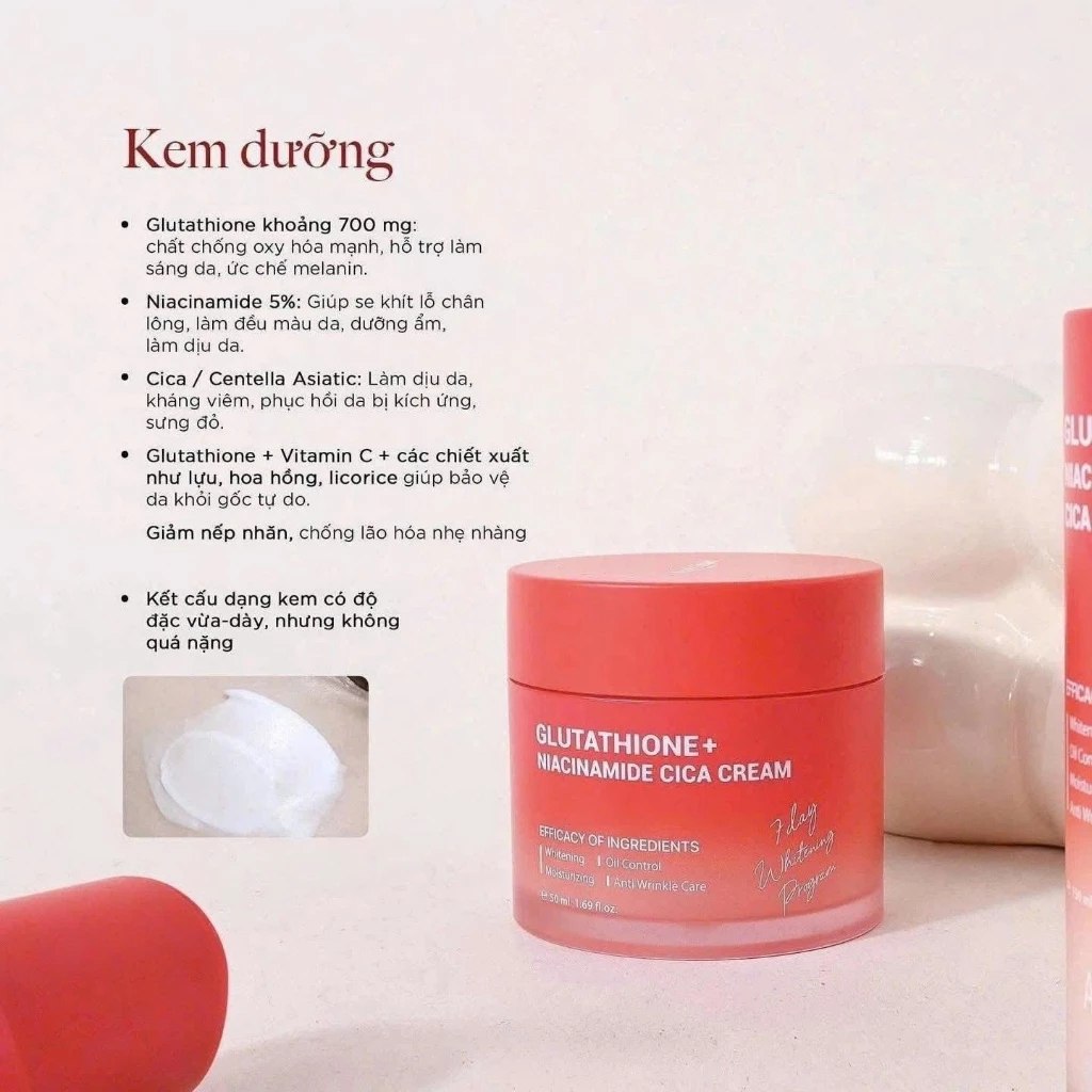 Kem Và Serum Angel's Liquid Dưỡng Trắng Da, Kiểm Soát Dầu Glutathione + Niacinamide Cica - Ever Queen