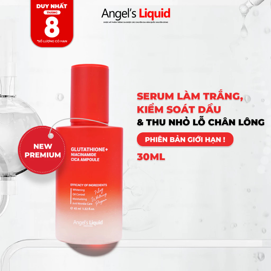 Kem Và Serum Angel's Liquid Dưỡng Trắng Da, Kiểm Soát Dầu Glutathione + Niacinamide Cica - Ever Queen