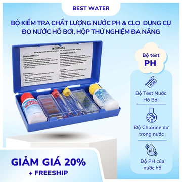Hộp thử nước bể bơi, bộ dụng cụ test nước hồ bơi, hộp test pH và Clo hồ bơi