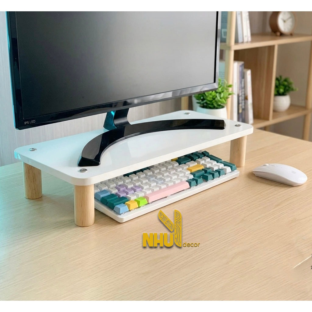 Kệ để màn hình máy tính decor góc làm việc gỗ MDF thương hiệu NHU Y DECOR