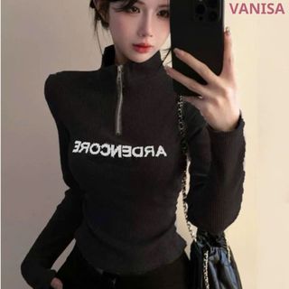 Áo dài tay cổ lọ dáng croptop nữ xinh ôm dáng chất thun gân đen trắng xám VANISA CT351