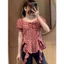 Áo kiểu nữ caro tay phồng thắt nơ eo peplum tôn dáng phong cách Hàn Quốc