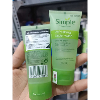 Combo 3 Tuýp Sữa Rửa Mặt Simple Refeshing Facial Wash 50ml